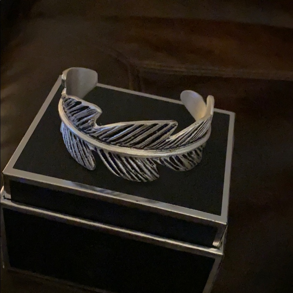Rustic Cuff Silver Leaf Cuff And Beaded Bracelet - image 4